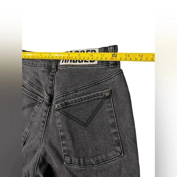 The Ragged Priest Jeans Faded Black High Rise Crop Straight Metal Rings Size 26 - Picture 8 of 9